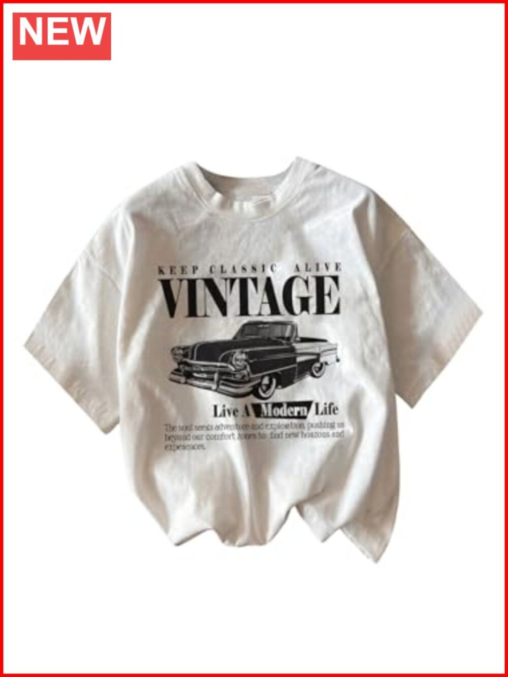 Graphic Letter Tee Crew Neck Short Sleeve Vintage Summer T-Shirt